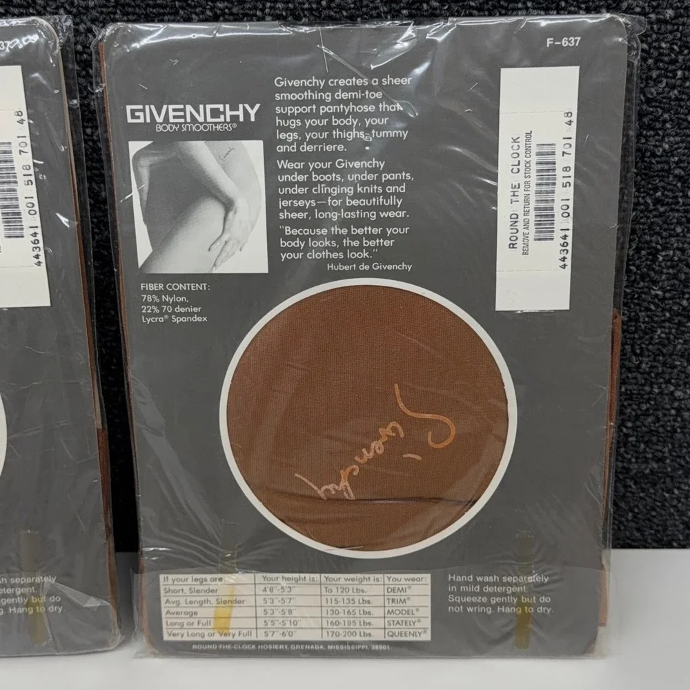 Lot of 2 Givenchy Body Smoothers Pantyhose‎ Stately Le Paris Tango Style 518 NIP